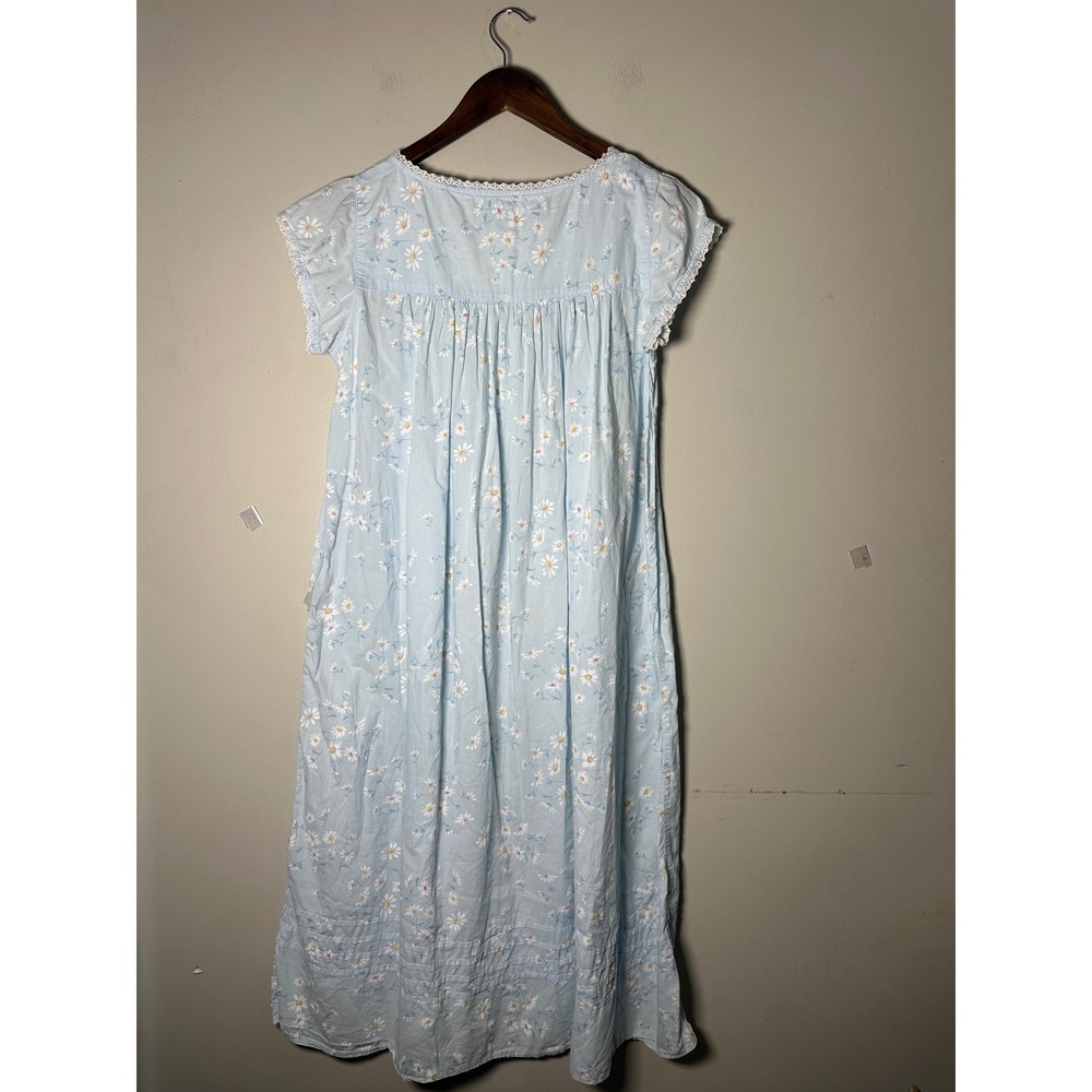 VTG Y2K Amanda Stewart Blue Daisy Cotton Nightgown Cottagecore Coquette Small - Picture 3 of 8